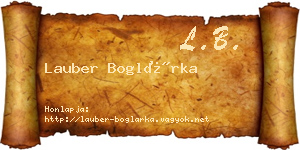 Lauber Boglárka névjegykártya
